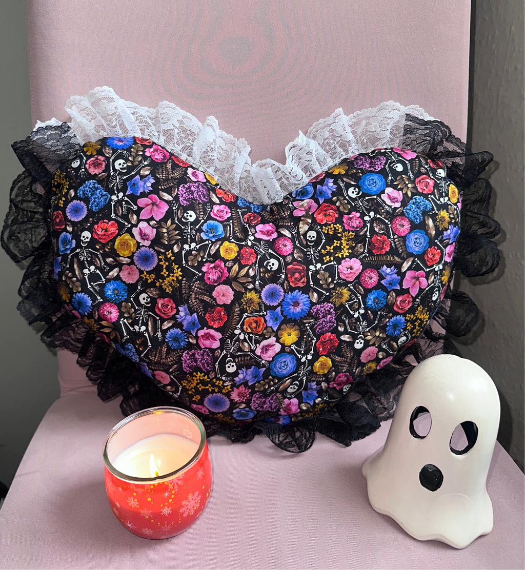 Floral Skeletons- Heart Shaped Pillows