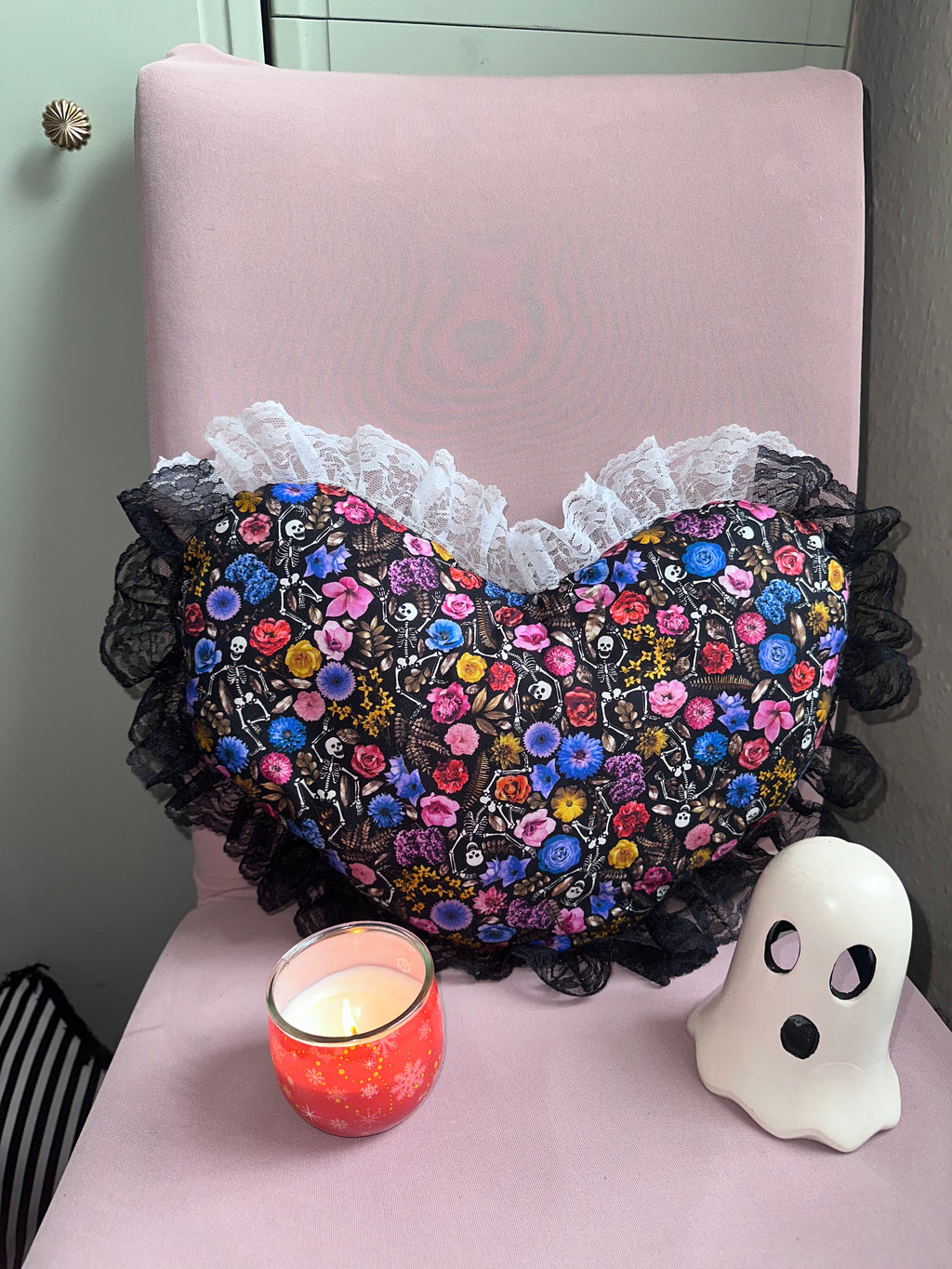 Floral Skeletons- Heart Shaped Pillows