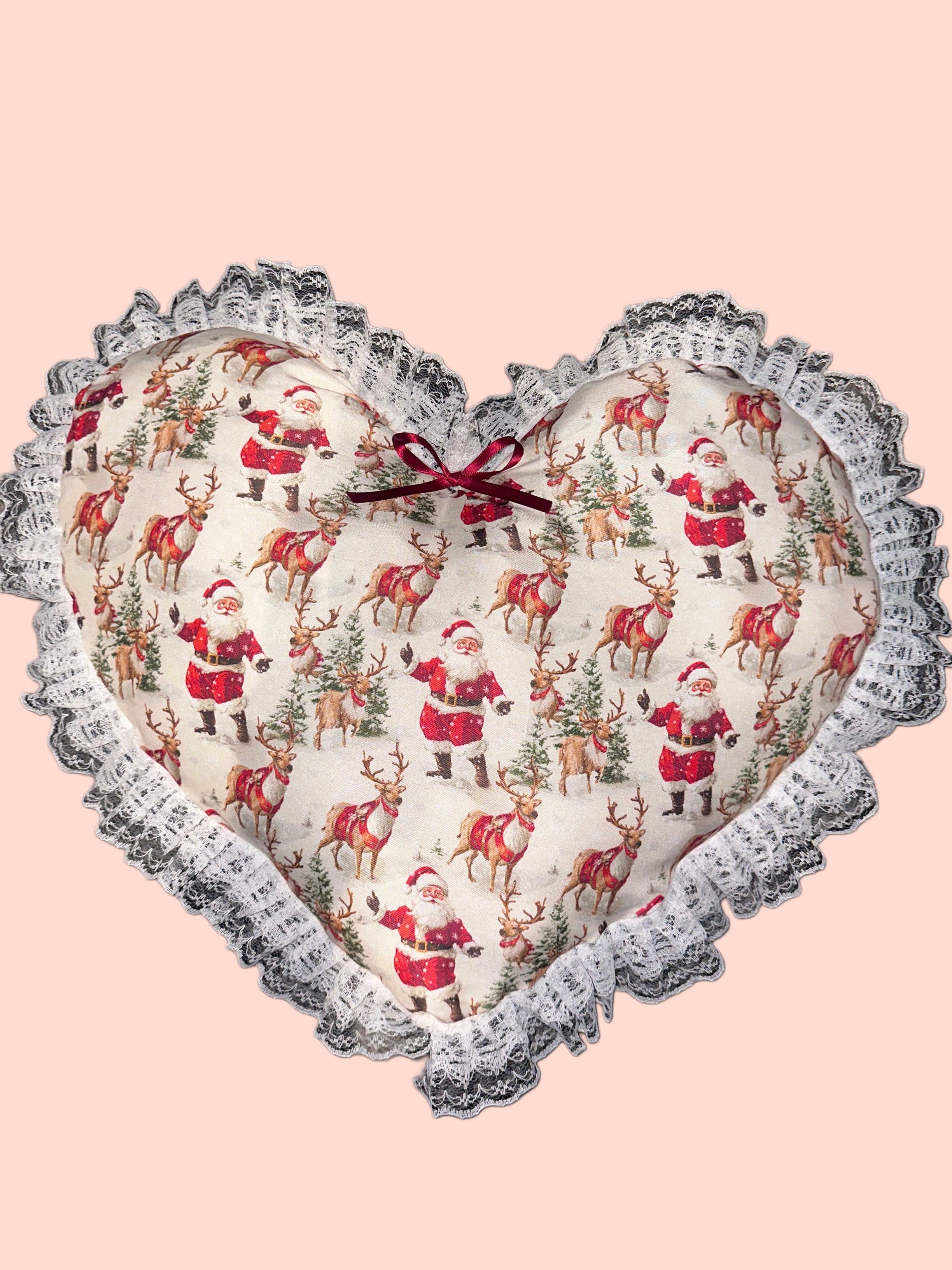 Vintage Christmas Heart Shaped Pillow
